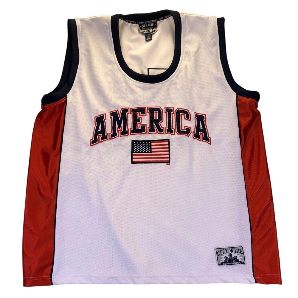 Vintage Steve & Barrys Men's America 76 Mesh Jersey Tank Top XXL Patriotic USA